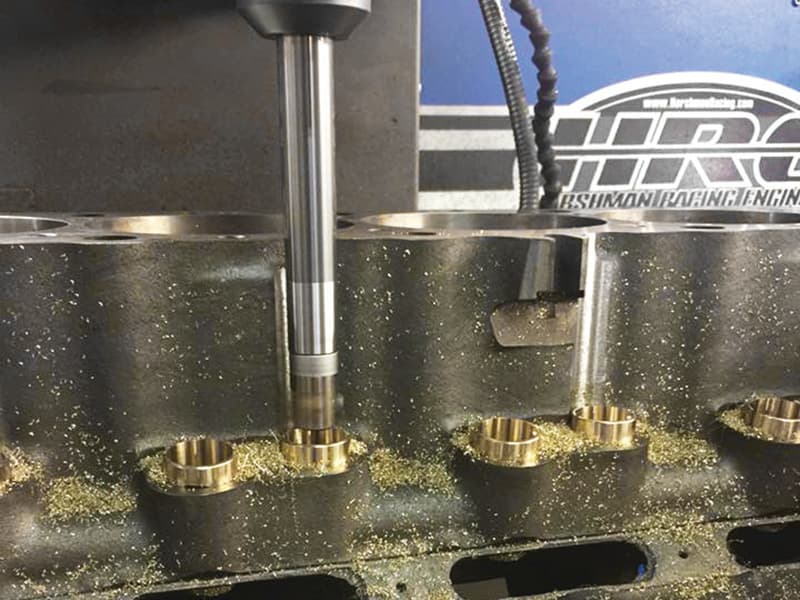 BlockMaster CNC cutting lifter bores in an engine block